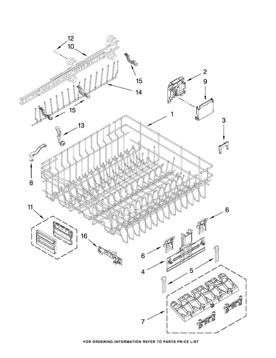 Upper rack and track, Upper rack and track parts | KITCHENAID KUDE48FXBL0 User Manual | Page 11 / 14