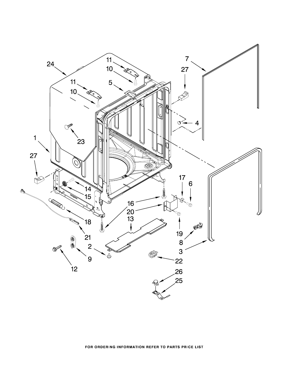 Tub and frame, Tub and frame parts | KITCHENAID KUDE48FXBL0 User Manual | Page 5 / 14