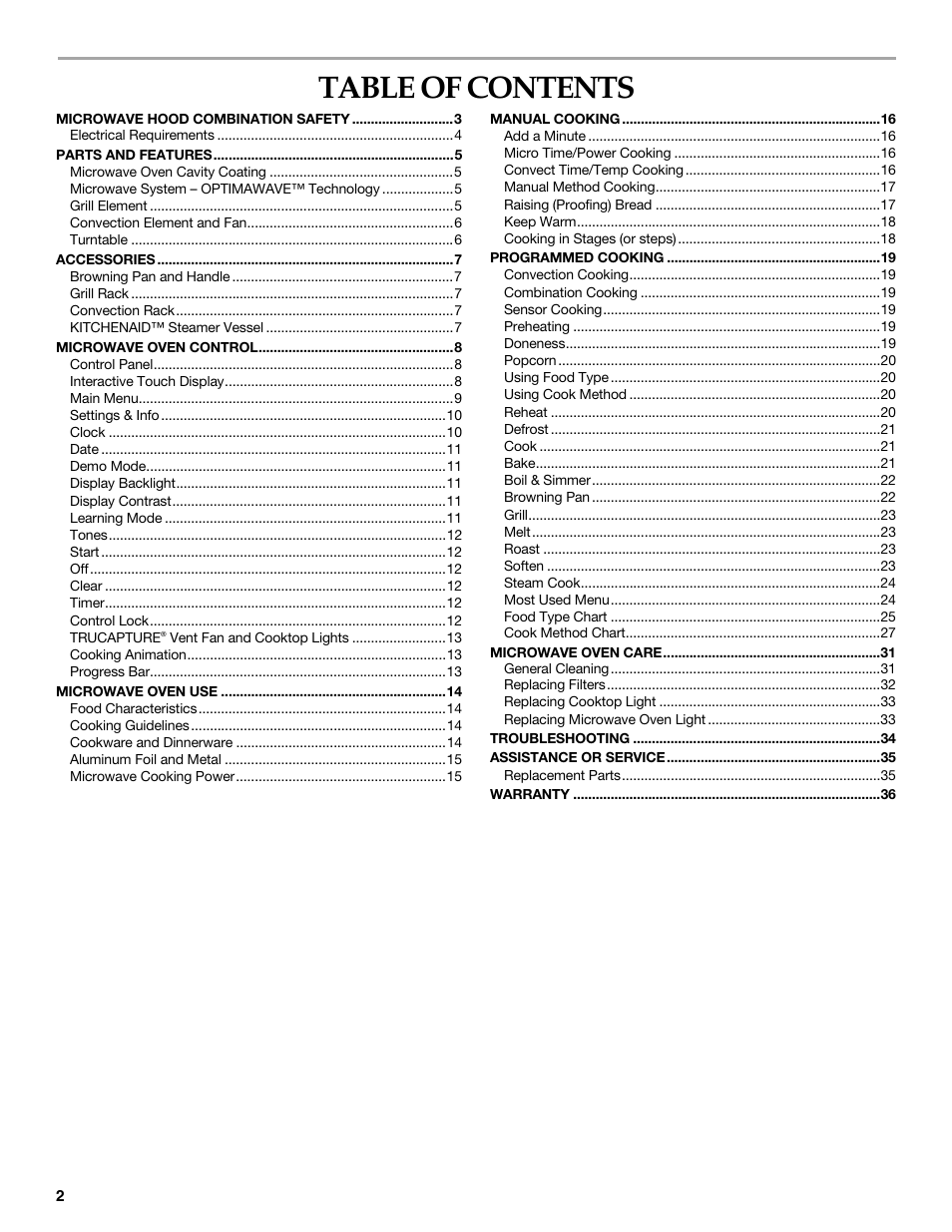 KITCHENAID KHHC2090S User Manual | Page 2 / 36