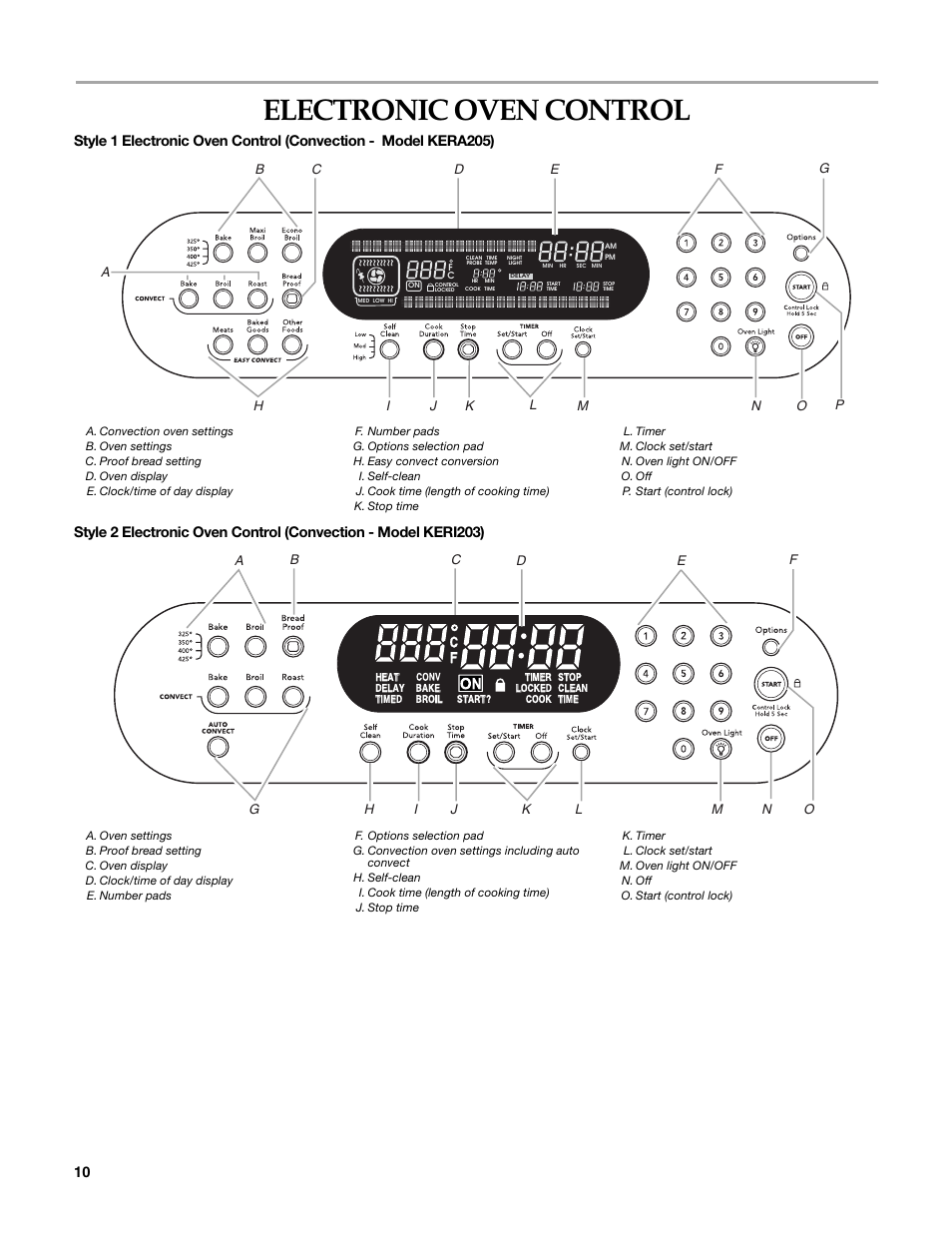 Electronic oven control | KITCHENAID KERI203 User Manual | Page 10 / 28