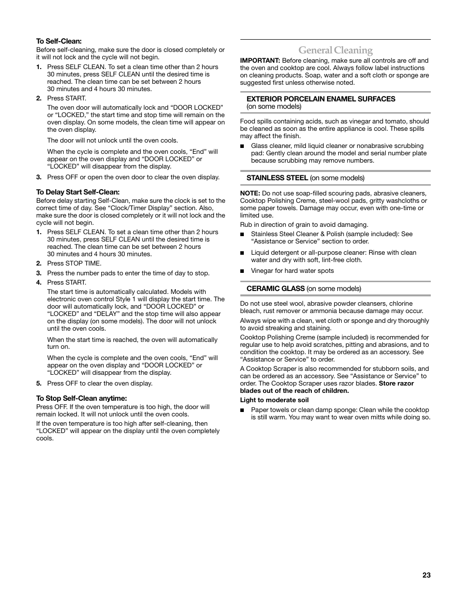 General cleaning | KITCHENAID KERI203 User Manual | Page 23 / 28