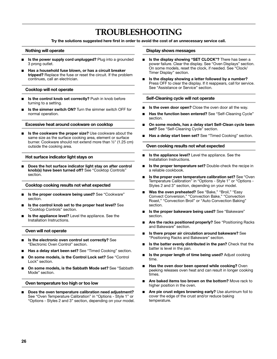 Troubleshooting | KITCHENAID KERI203 User Manual | Page 26 / 28