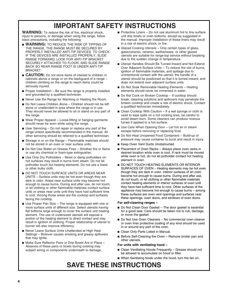 Warning, Caution | KITCHENAID KERI203 User Manual | Page 4 / 28