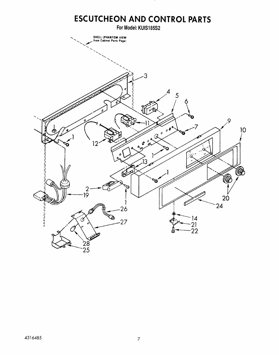 Escutcheon and control | KITCHENAID KUIS185S2 User Manual | Page 10 / 13