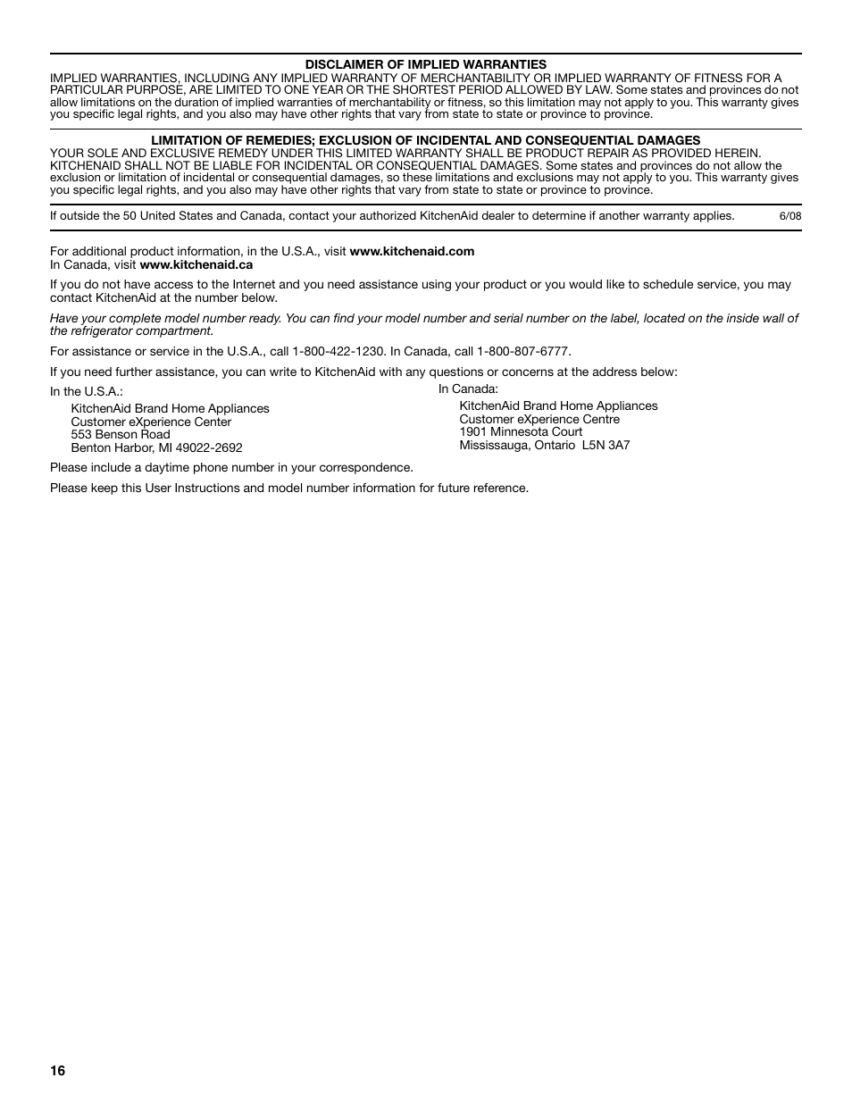 KITCHENAID W10206413A User Manual | Page 16 / 49