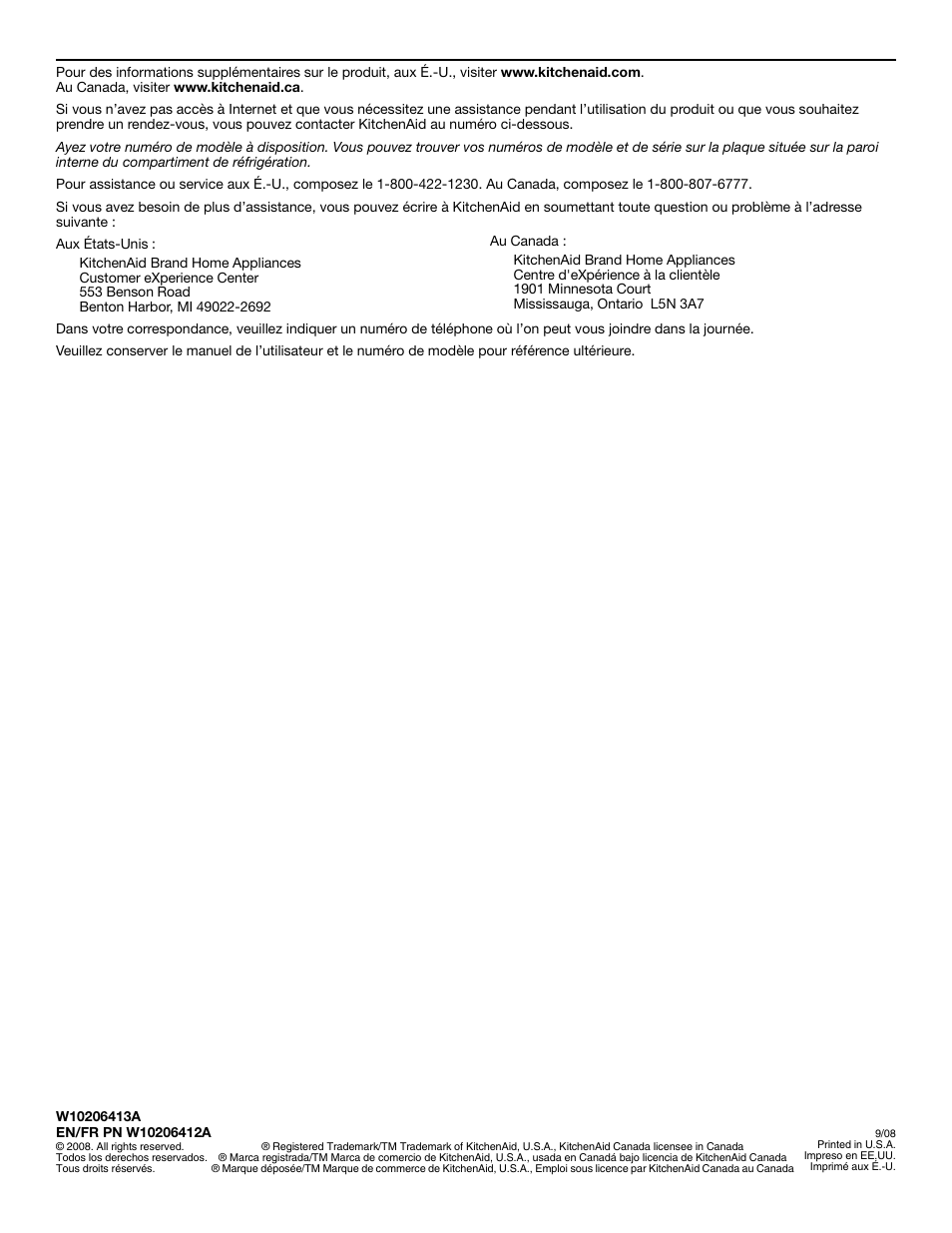 KITCHENAID W10206413A User Manual | Page 48 / 49