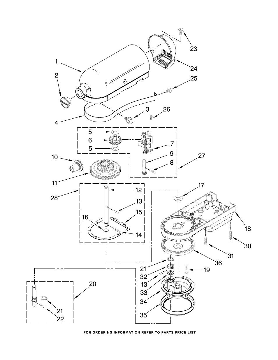 Case, gearing and planetary unit | KITCHENAID KSM500PSOBO User Manual | Page 4 / 10