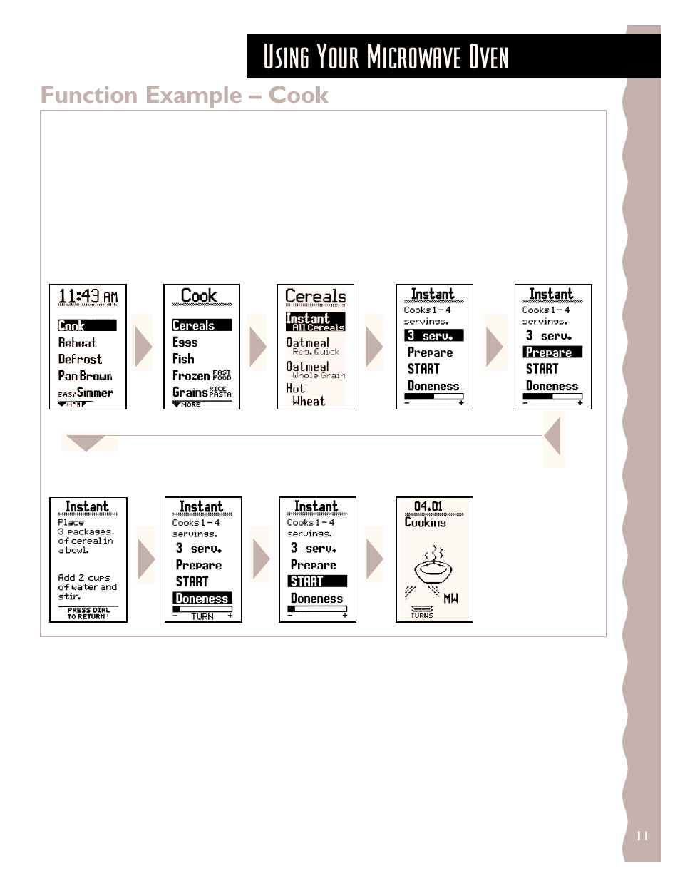 Function example – cook, Using your microwave oven | KITCHENAID KHMS147H User Manual | Page 11 / 28