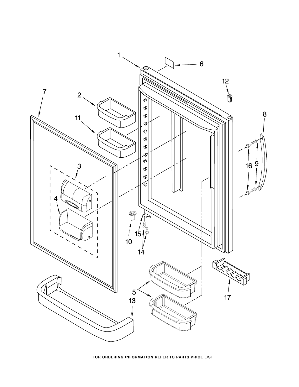 Refrigerator door, Refrigerator door parts | KITCHENAID KBLS19KTSS4 User Manual | Page 7 / 15