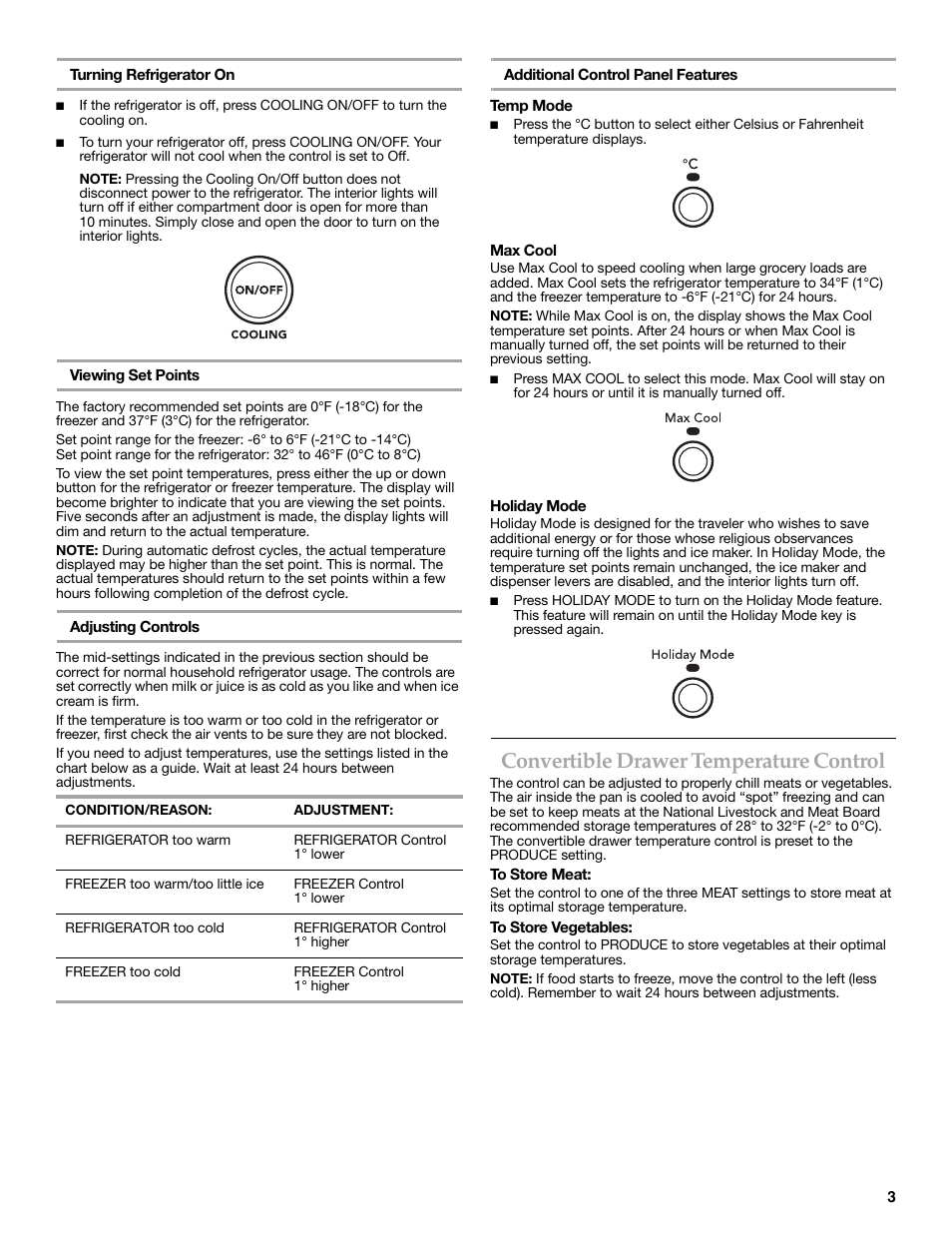 Convertible drawer temperature control | KITCHENAID W10162462A User Manual | Page 3 / 24