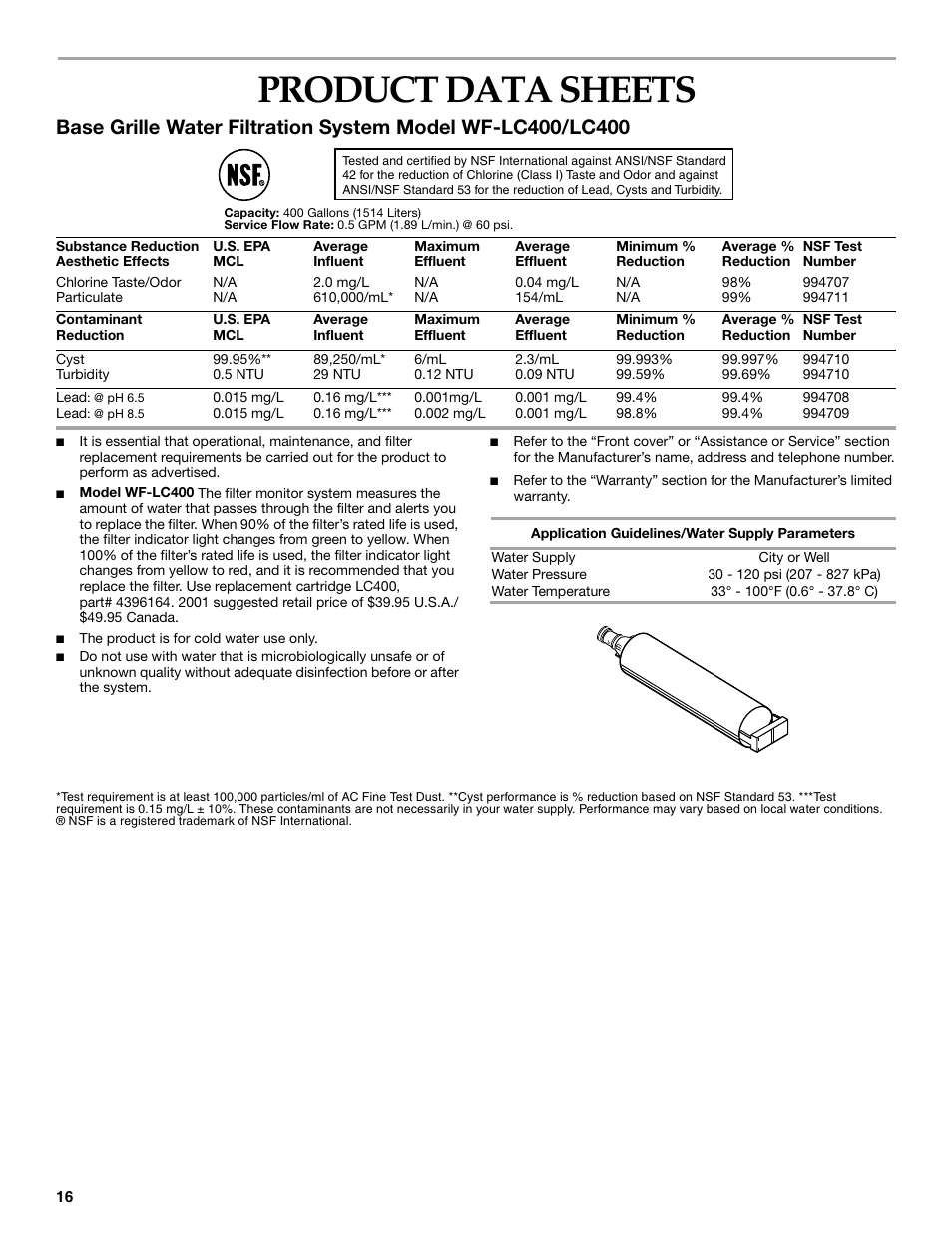 Product data sheets | KITCHENAID 2215851A User Manual | Page 16 / 51