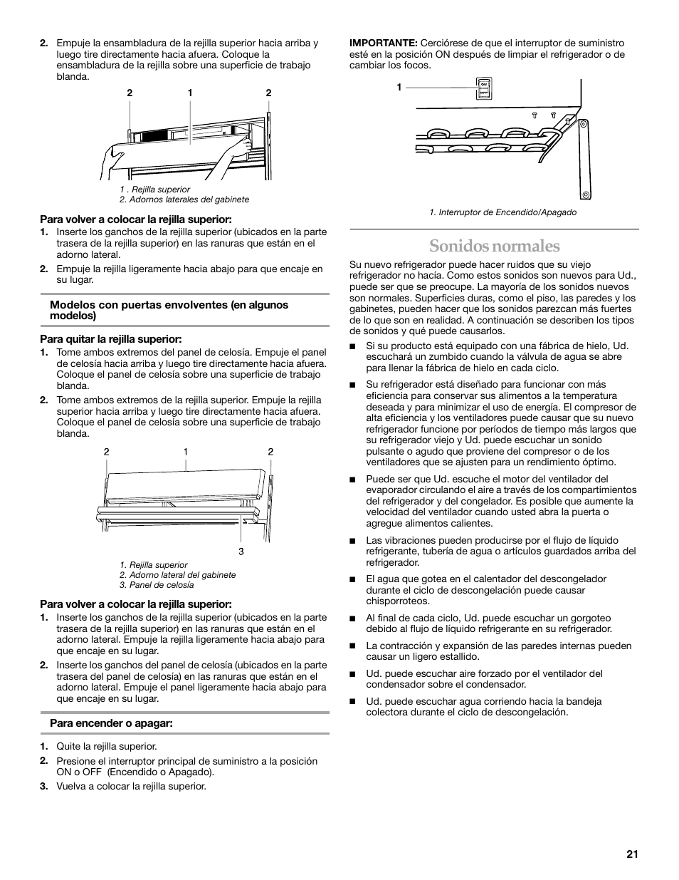 Sonidos normales | KITCHENAID 2215851A User Manual | Page 20 / 51