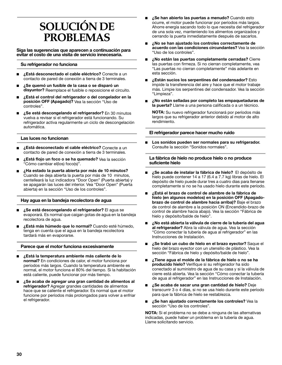 Solución de problemas | KITCHENAID 2215851A User Manual | Page 29 / 51