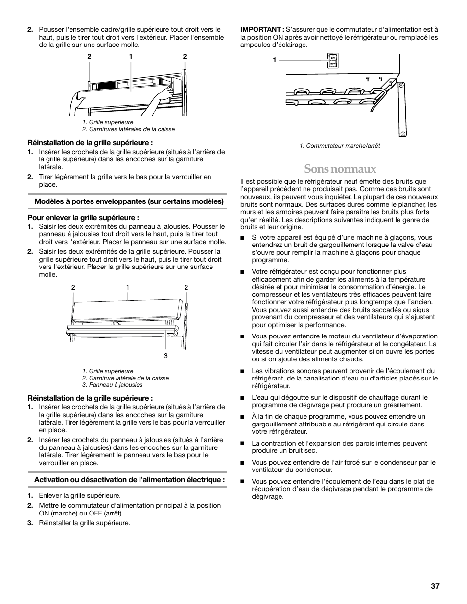 Sons normaux | KITCHENAID 2215851A User Manual | Page 36 / 51