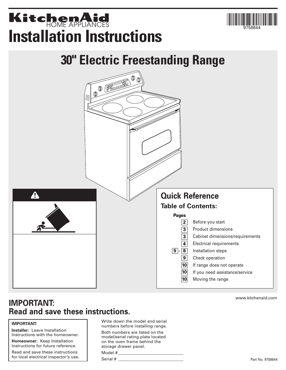 KITCHENAID 9.76E+13 User Manual | 12 pages