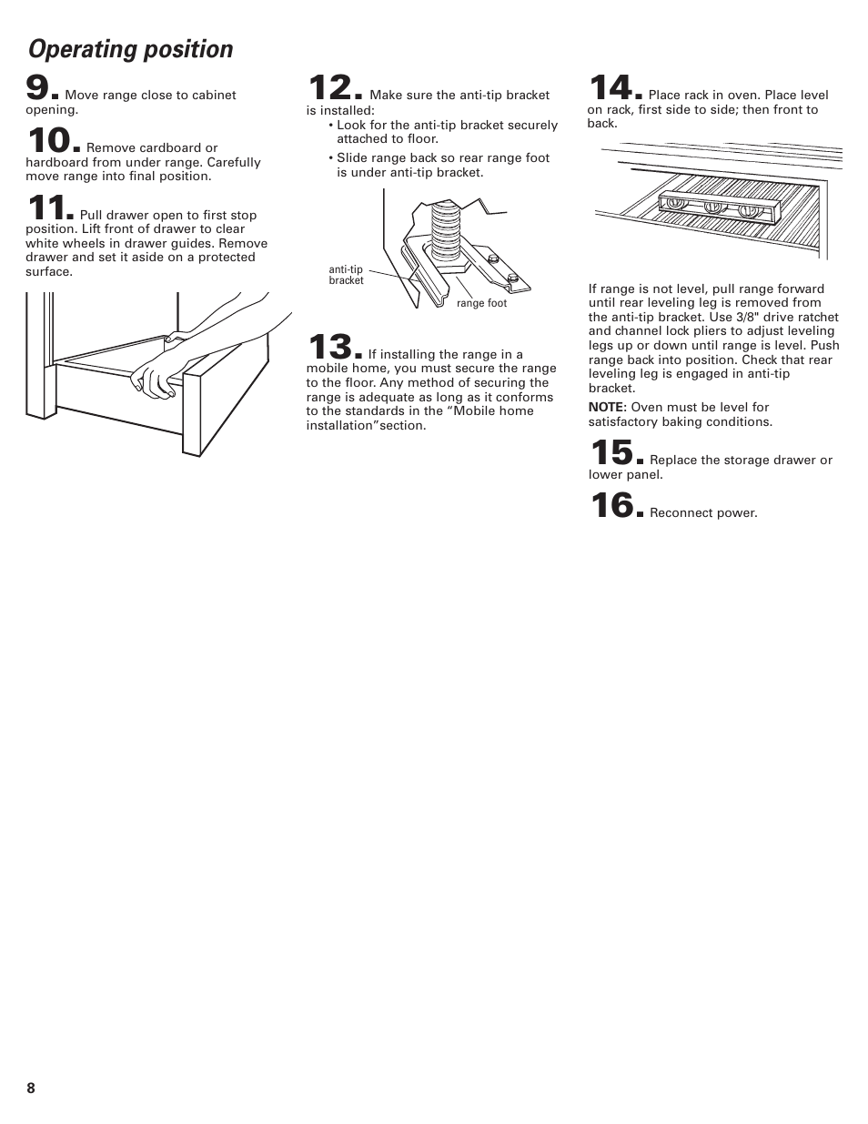 Operating position | KITCHENAID 9.76E+13 User Manual | Page 8 / 12