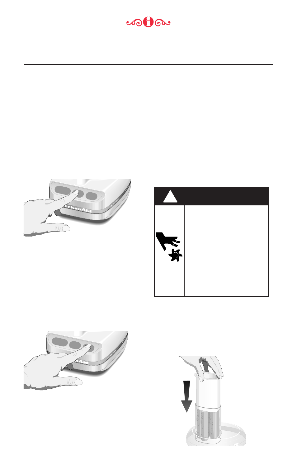 Warning, Operating your food processor | KITCHENAID Food Processor User Manual | Page 14 / 21