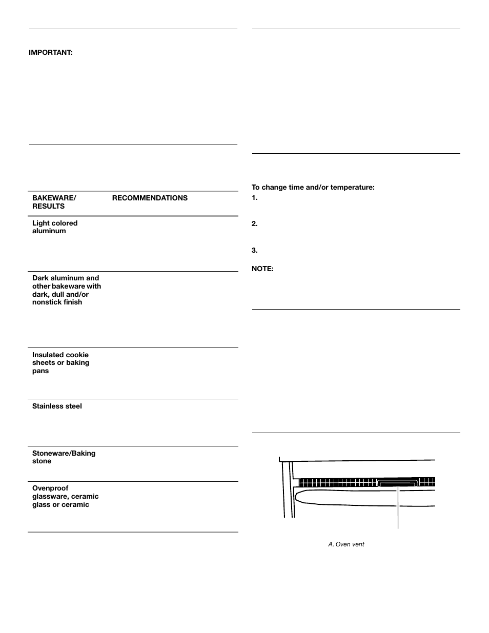 Aluminum foil, Bakeware, Preheating | Changing oven timer or temperature, Meat thermometer, Oven vent | KITCHENAID 9761936 User Manual | Page 13 / 36