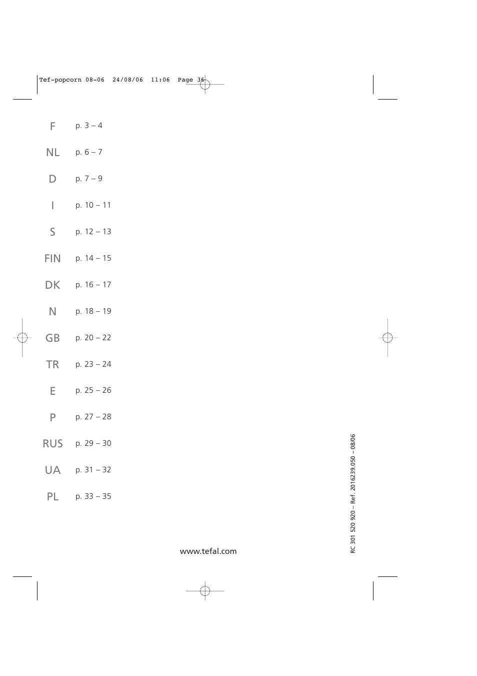 Summary | Tefal KD100 User Manual | Page 36 / 36