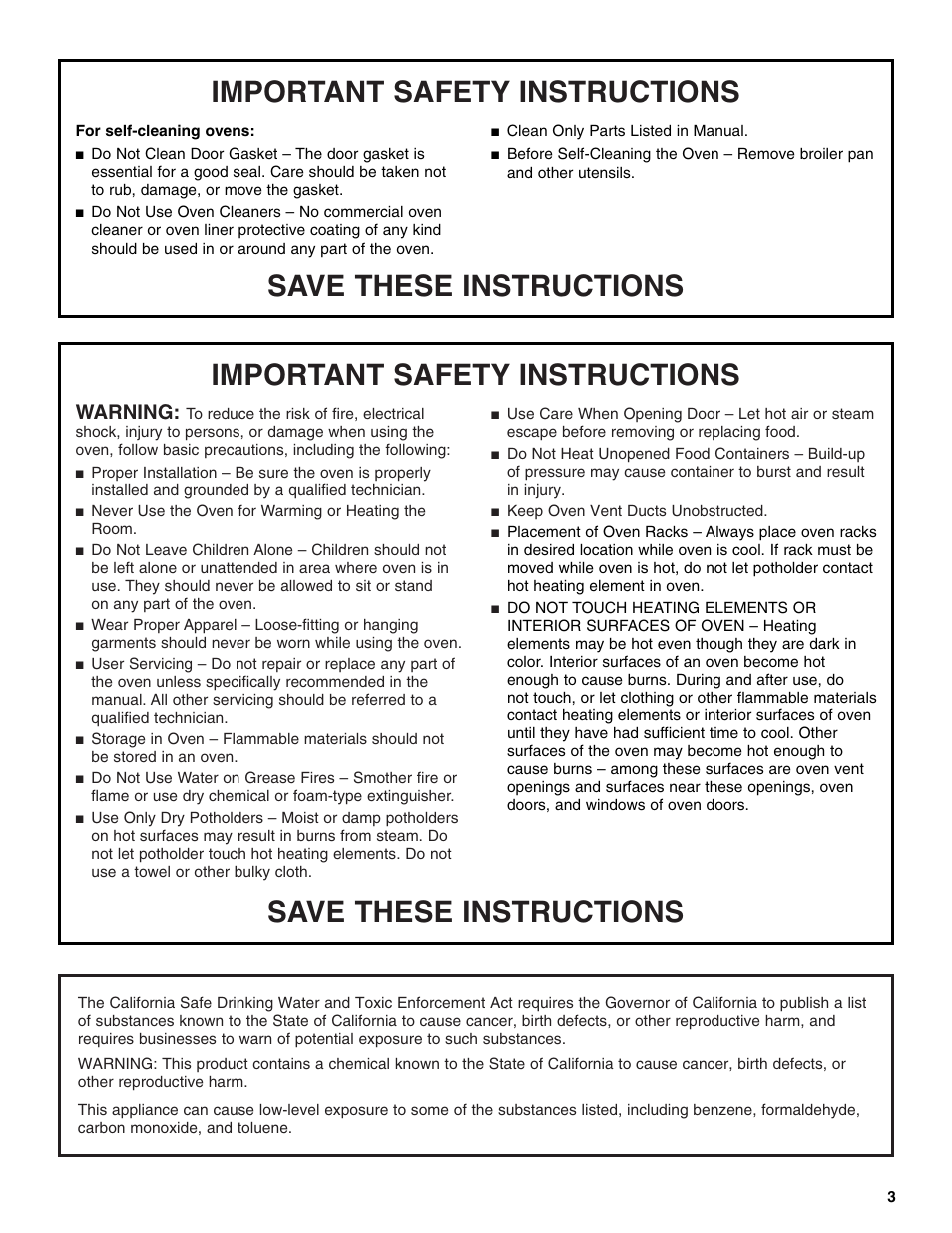 Save these instructions, Important safety instructions, Warning | KITCHENAID KEHC309 User Manual | Page 3 / 20