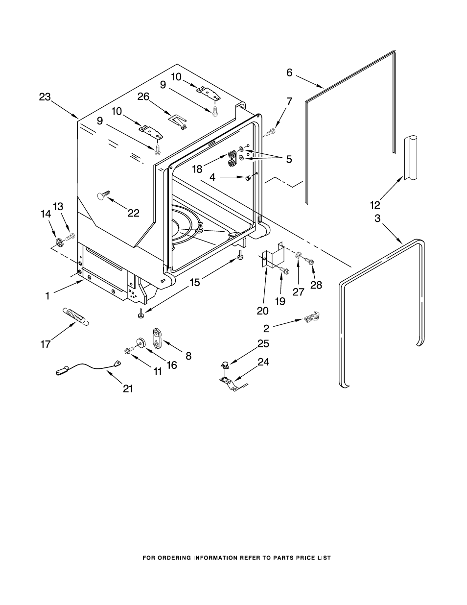 Tub and frame, Tub and frame parts | KITCHENAID KUDC03FTSS User Manual | Page 7 / 14