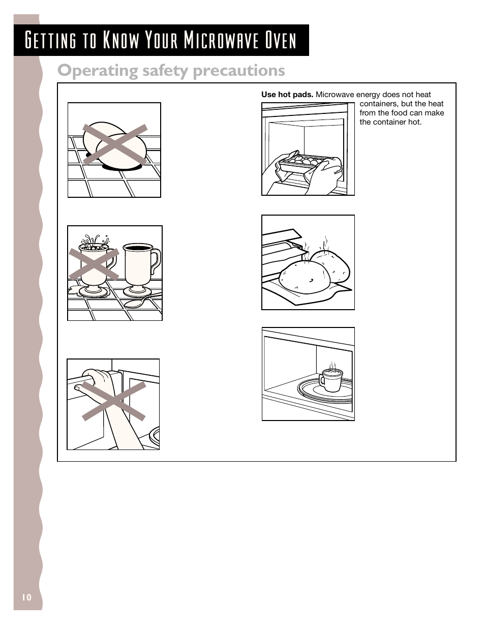 Operating safety precautions, Getting to know your microwave oven | KITCHENAID KCMS135H User Manual | Page 10 / 44