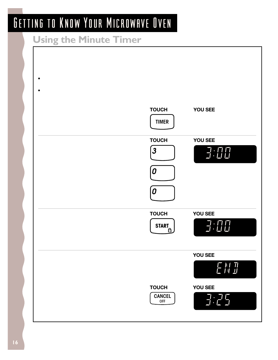 Using the minute timer | KITCHENAID KCMS135H User Manual | Page 16 / 44