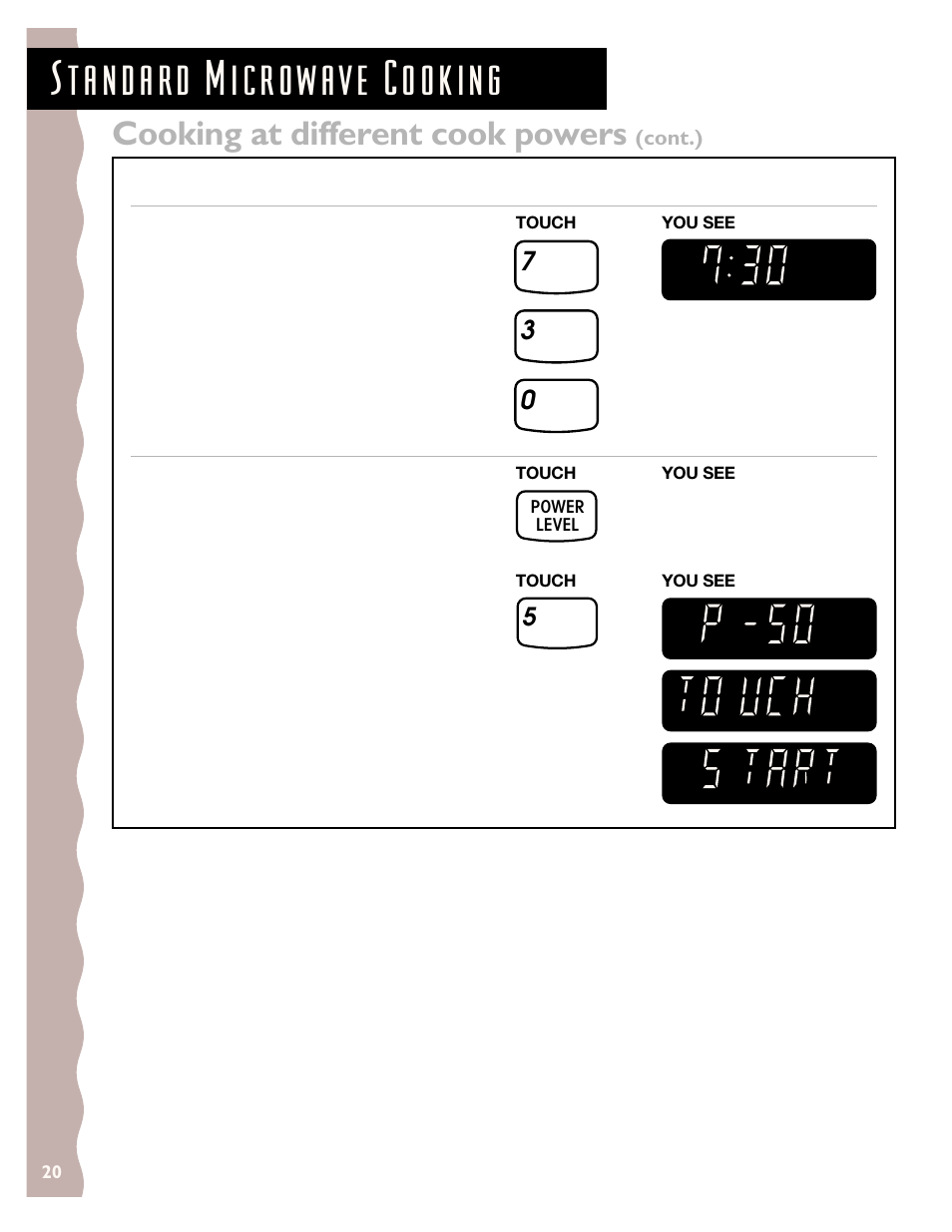 Cooking at different cook powers | KITCHENAID KCMS135H User Manual | Page 20 / 44