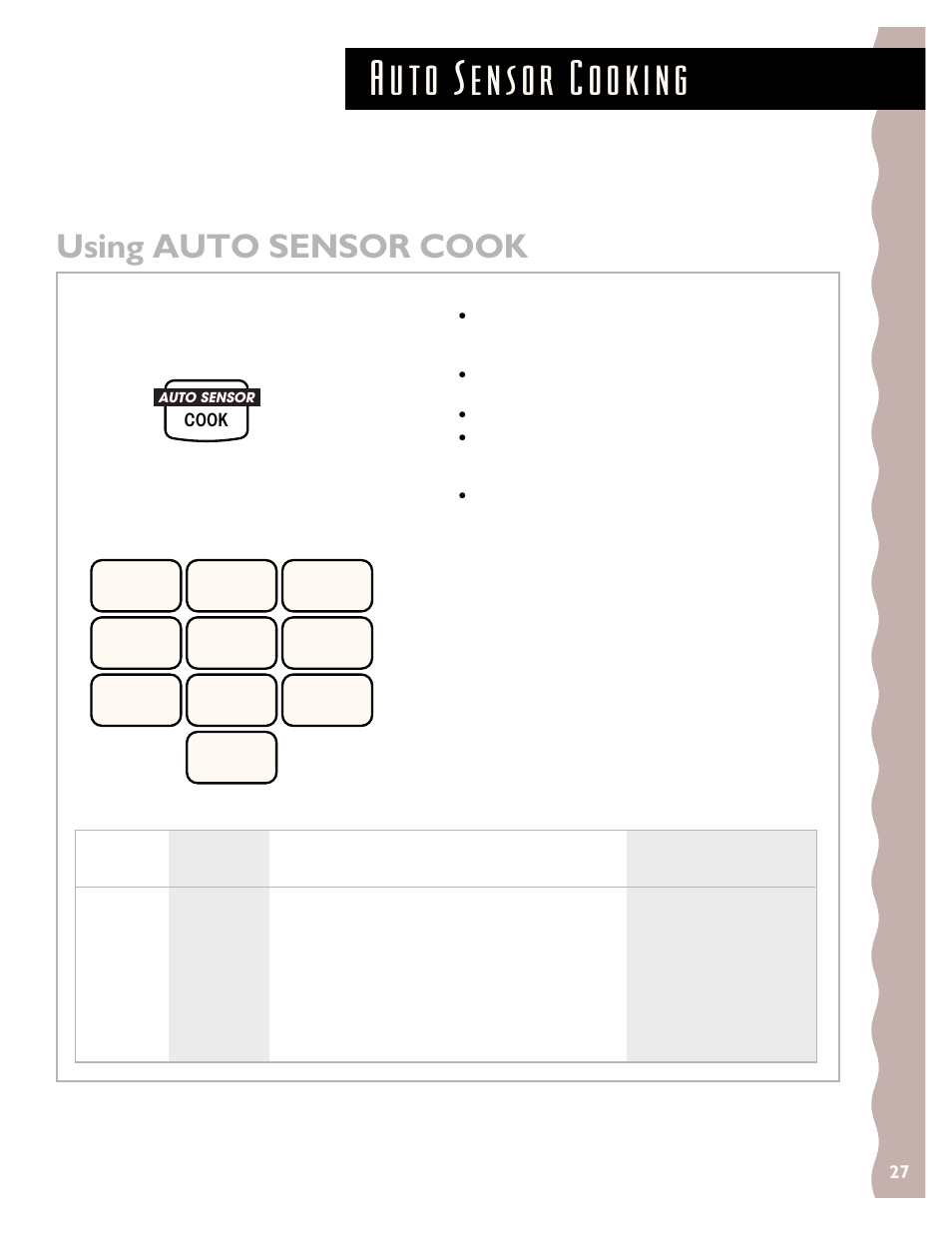 Using auto sensor cook | KITCHENAID KCMS135H User Manual | Page 27 / 44
