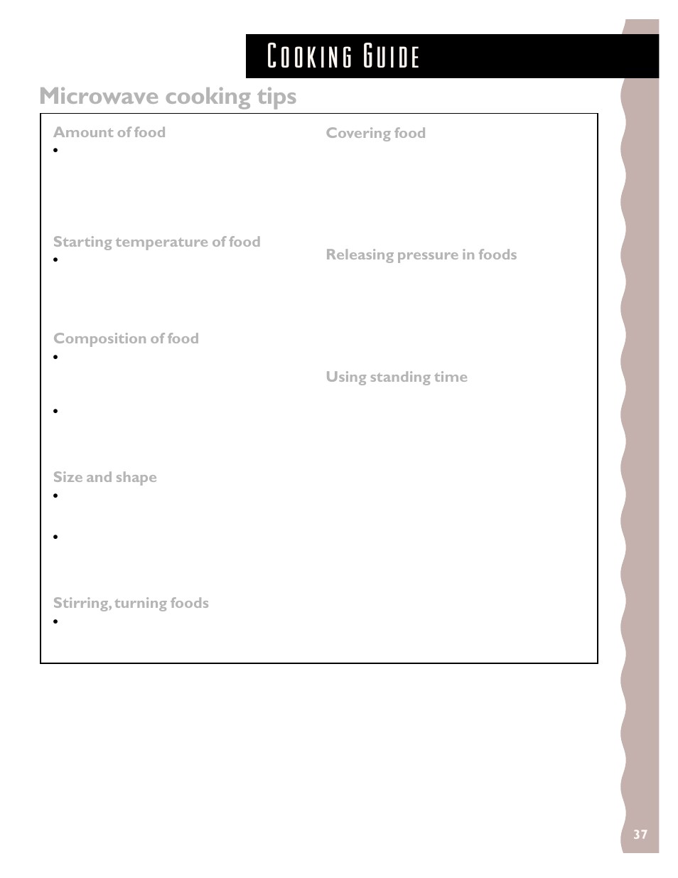 Microwave cooking tips | KITCHENAID KCMS135H User Manual | Page 37 / 44