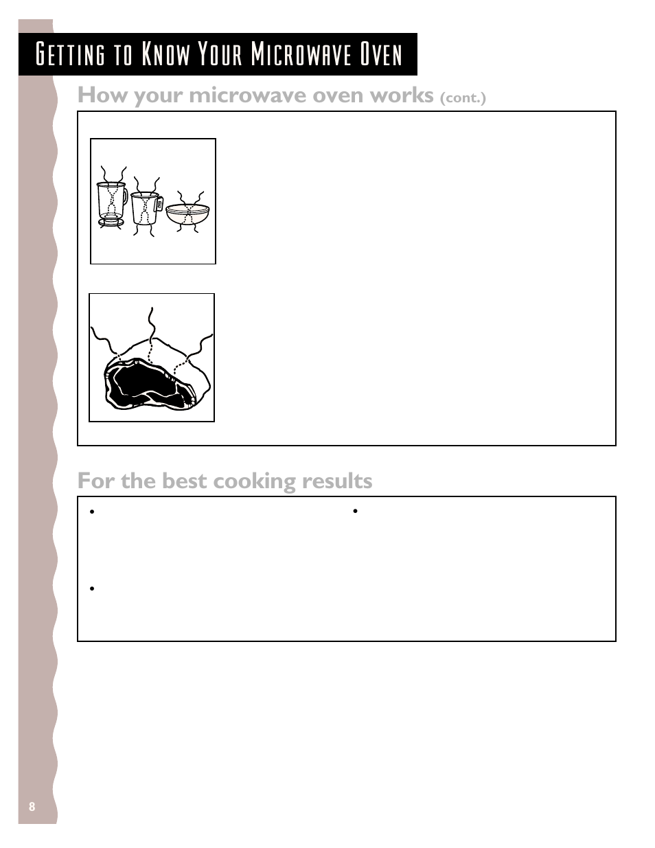 For the best cooking results, Getting to know your microwave oven, How your microwave oven works | KITCHENAID KCMS135H User Manual | Page 8 / 44