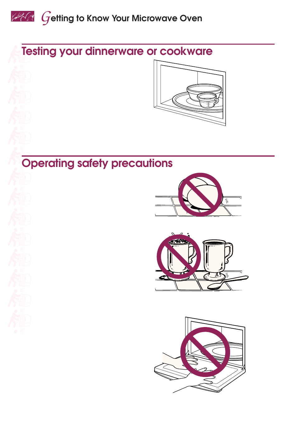 Testing your dinnerware or cookware, Operating safety precautions | KITCHENAID KEMS377D User Manual | Page 10 / 60