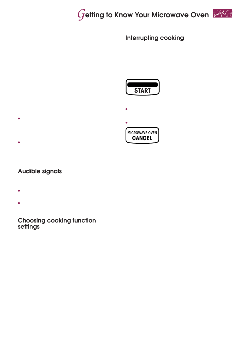 Etting to know your microwave oven, Start, Cancel | KITCHENAID KEMS377D User Manual | Page 15 / 60