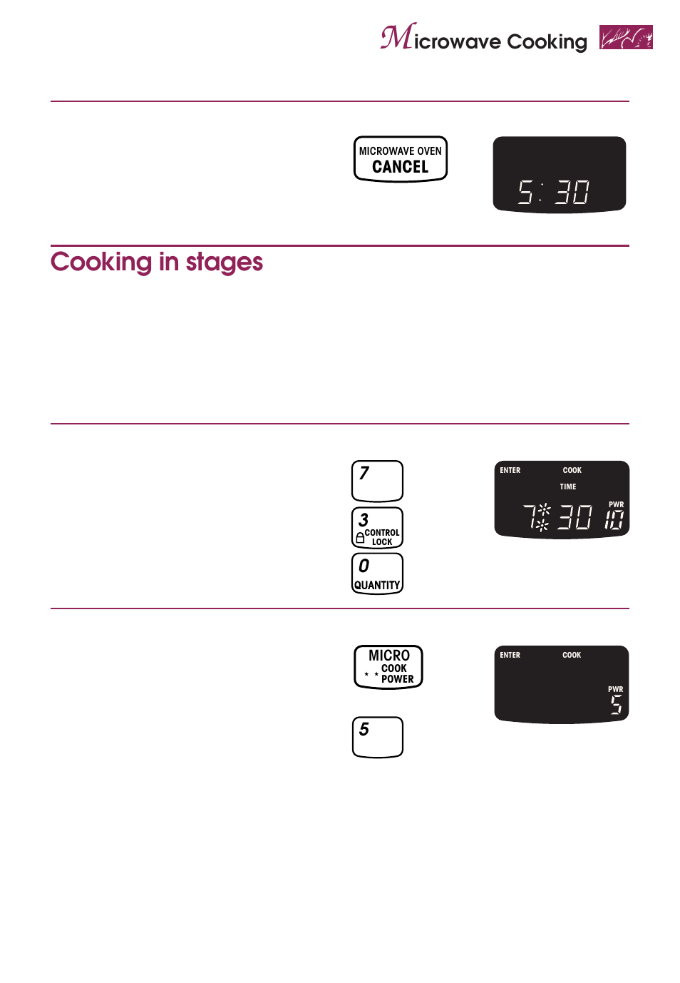 Cooking in stages, Icrowave cooking, Cancel | KITCHENAID KEMS377D User Manual | Page 23 / 60