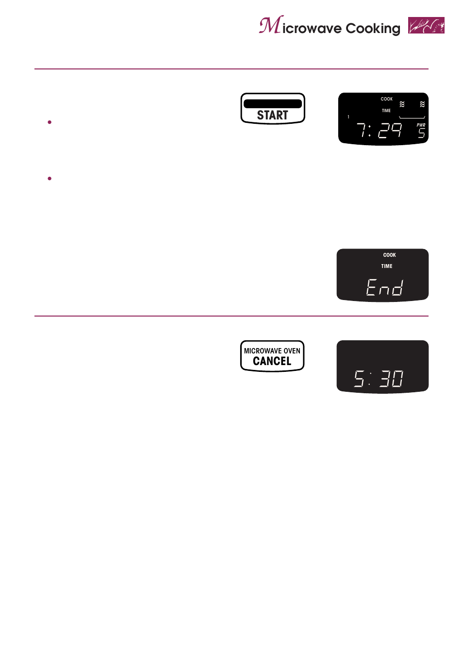 Icrowave cooking, Start, Cancel | Start oven, After cooking, open the door or | KITCHENAID KEMS377D User Manual | Page 25 / 60