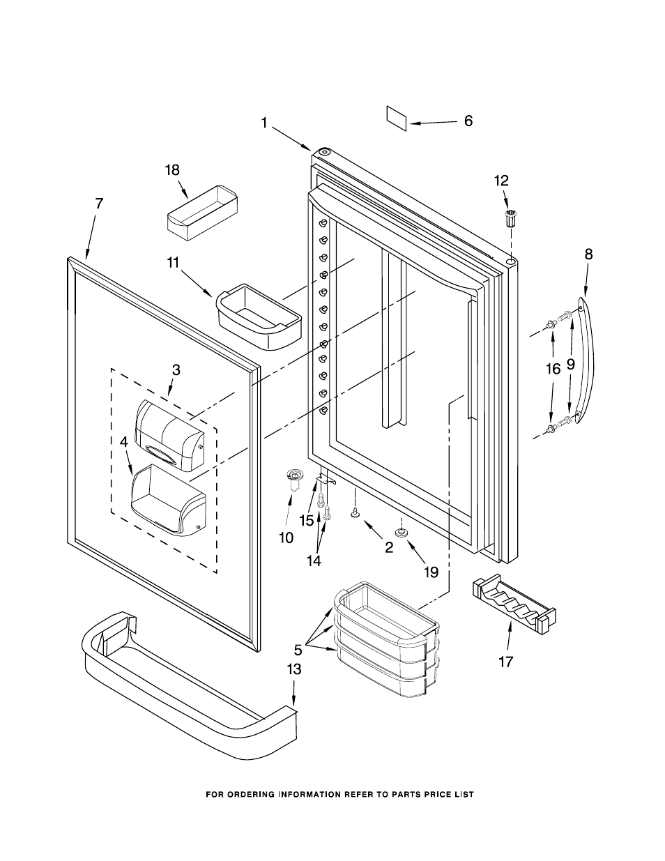 Refrigerator door, Refrigerator door parts | KITCHENAID KBLS22KTSS11 User Manual | Page 7 / 15