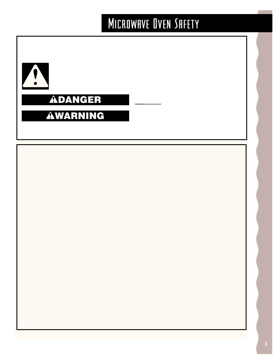 Safety, Microwave oven safety, Wdanger w warning | Save these instructions, Important safety instructions | KITCHENAID KHMS145J User Manual | Page 3 / 37