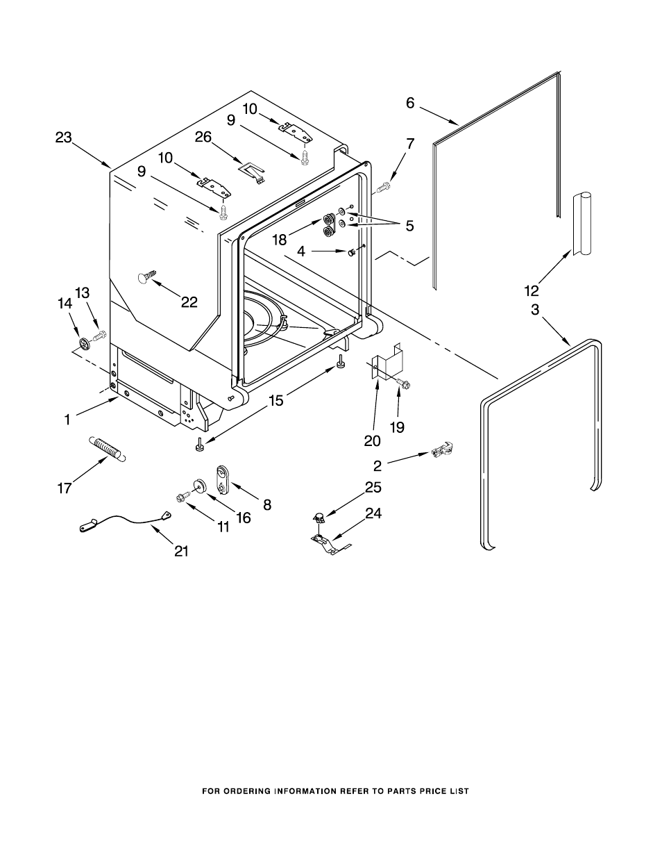 Tub and frame, Tub and frame parts | KITCHENAID KUDC03FTSS0 User Manual | Page 7 / 14