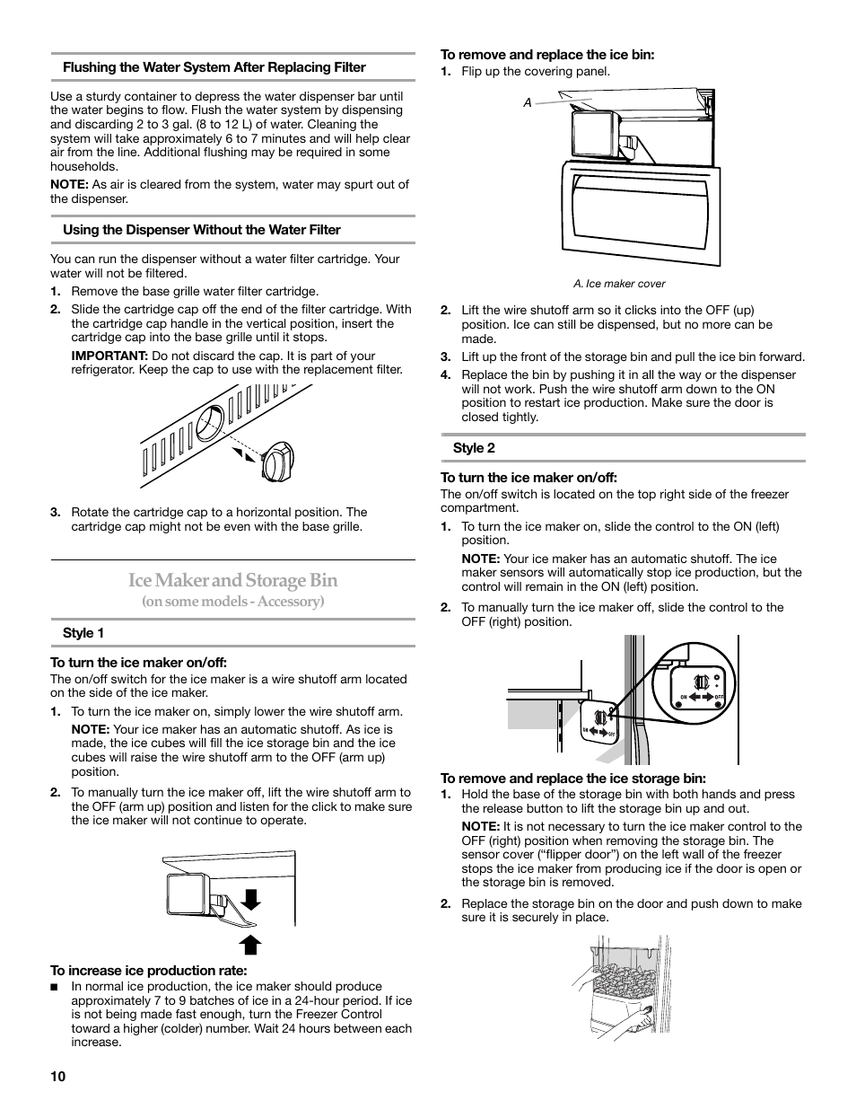 Ice maker and storage bin | KITCHENAID SIDE BY SIDE BUILT-IN REFRIGERATOR User Manual | Page 10 / 60