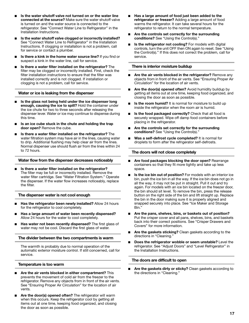 KITCHENAID SIDE BY SIDE BUILT-IN REFRIGERATOR User Manual | Page 17 / 60