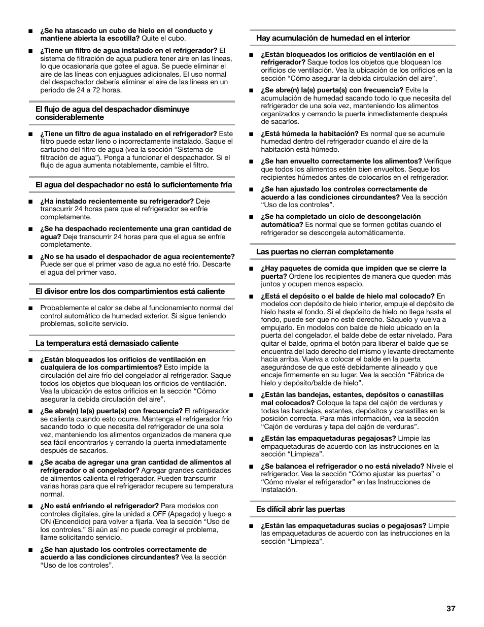 KITCHENAID SIDE BY SIDE BUILT-IN REFRIGERATOR User Manual | Page 37 / 60