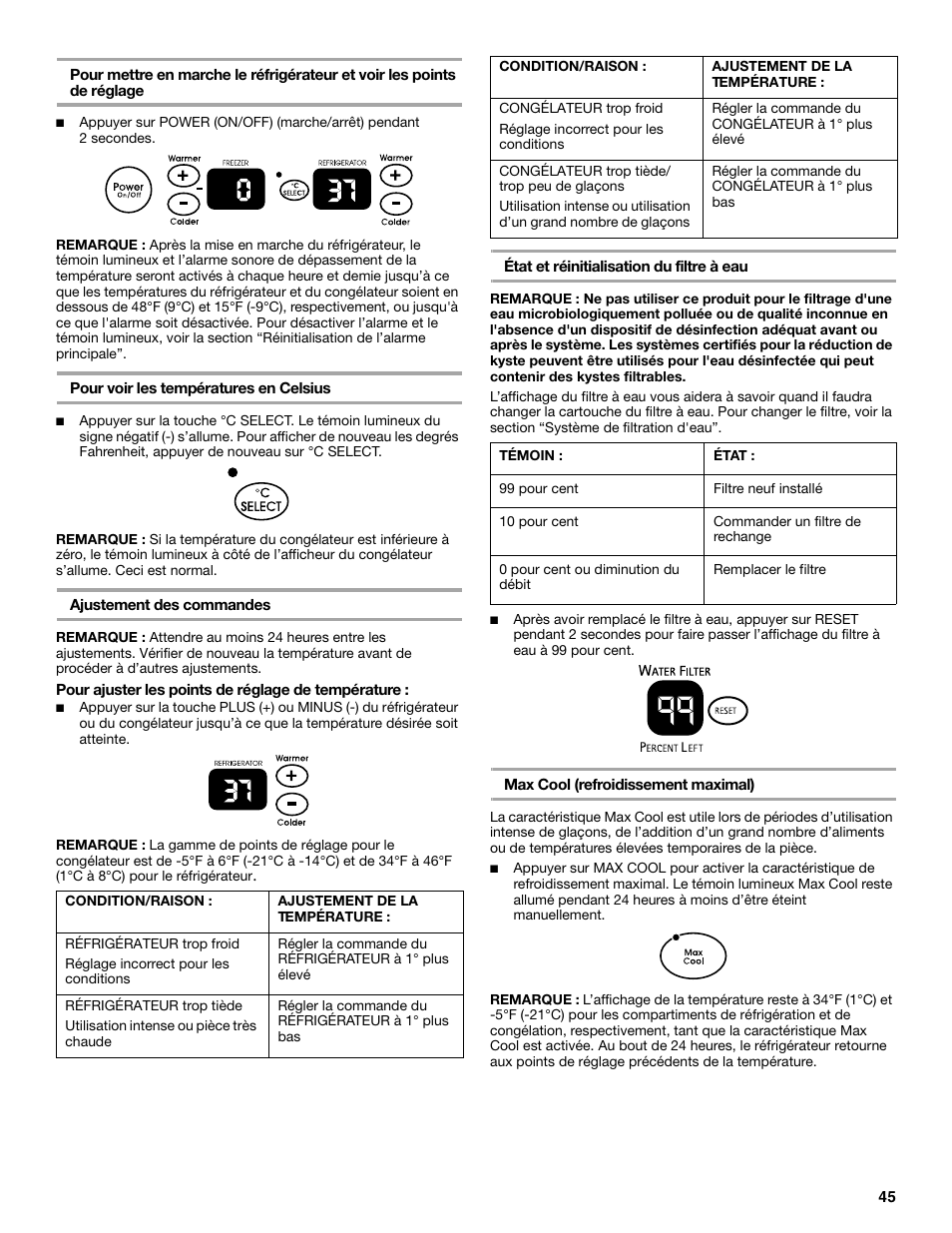KITCHENAID SIDE BY SIDE BUILT-IN REFRIGERATOR User Manual | Page 45 / 60