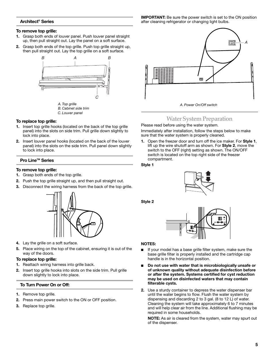 Water system preparation | KITCHENAID SIDE BY SIDE BUILT-IN REFRIGERATOR User Manual | Page 5 / 60
