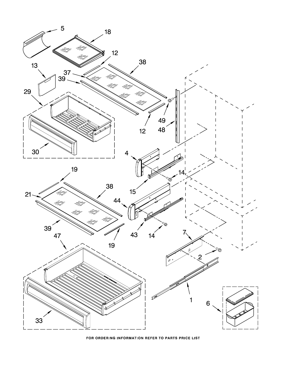 Refrigerator shelf, Refrigerator shelf parts | KITCHENAID KBLO36FMX00 User Manual | Page 7 / 18