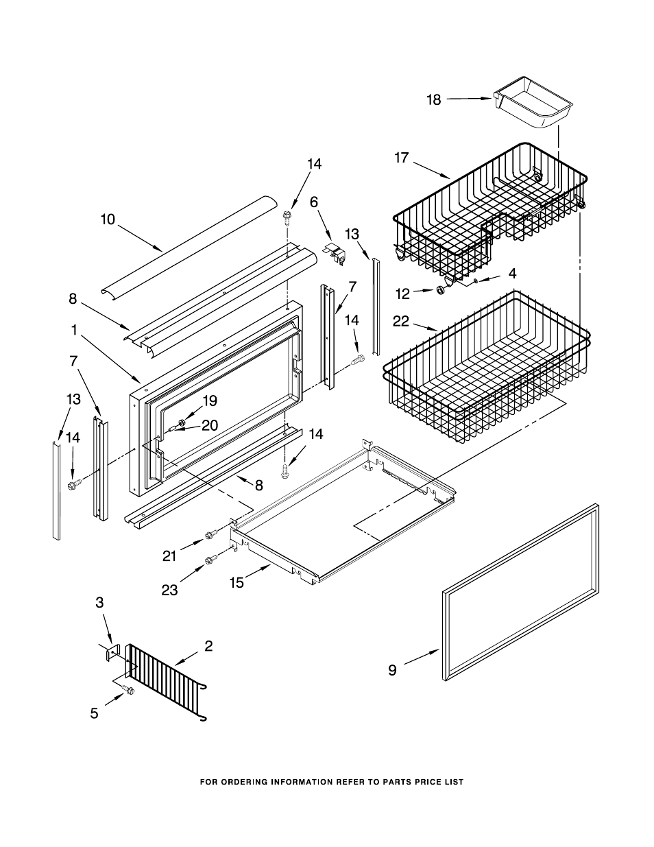 Freezer door and basket, Freezer door and basket parts | KITCHENAID KBLO36FMX00 User Manual | Page 9 / 18