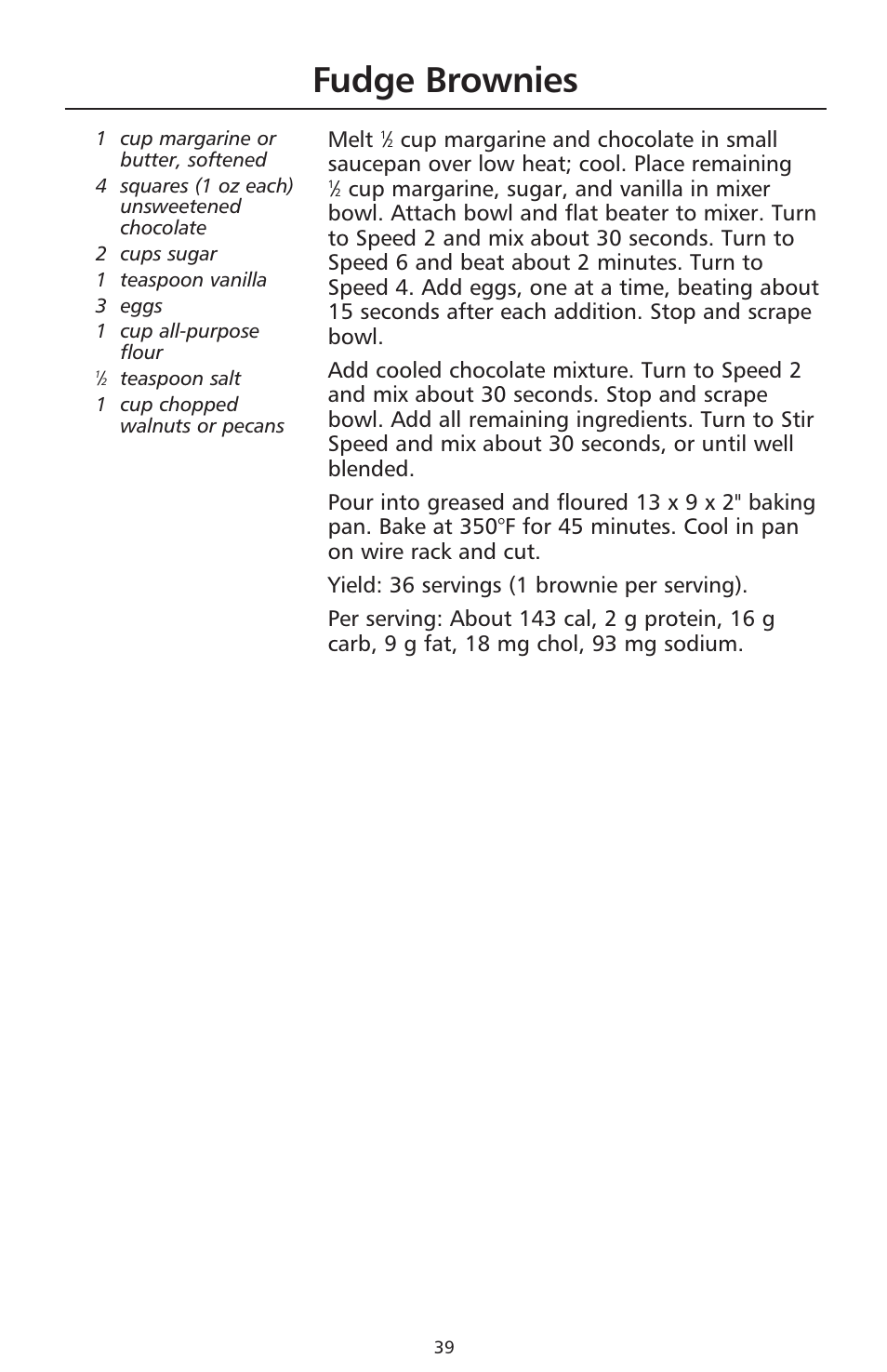 Fudge brownies | KITCHENAID 9706634D User Manual | Page 39 / 72