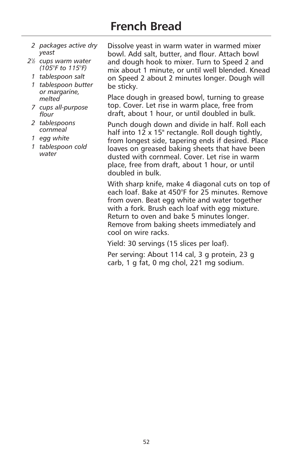 French bread | KITCHENAID 9706634D User Manual | Page 52 / 72