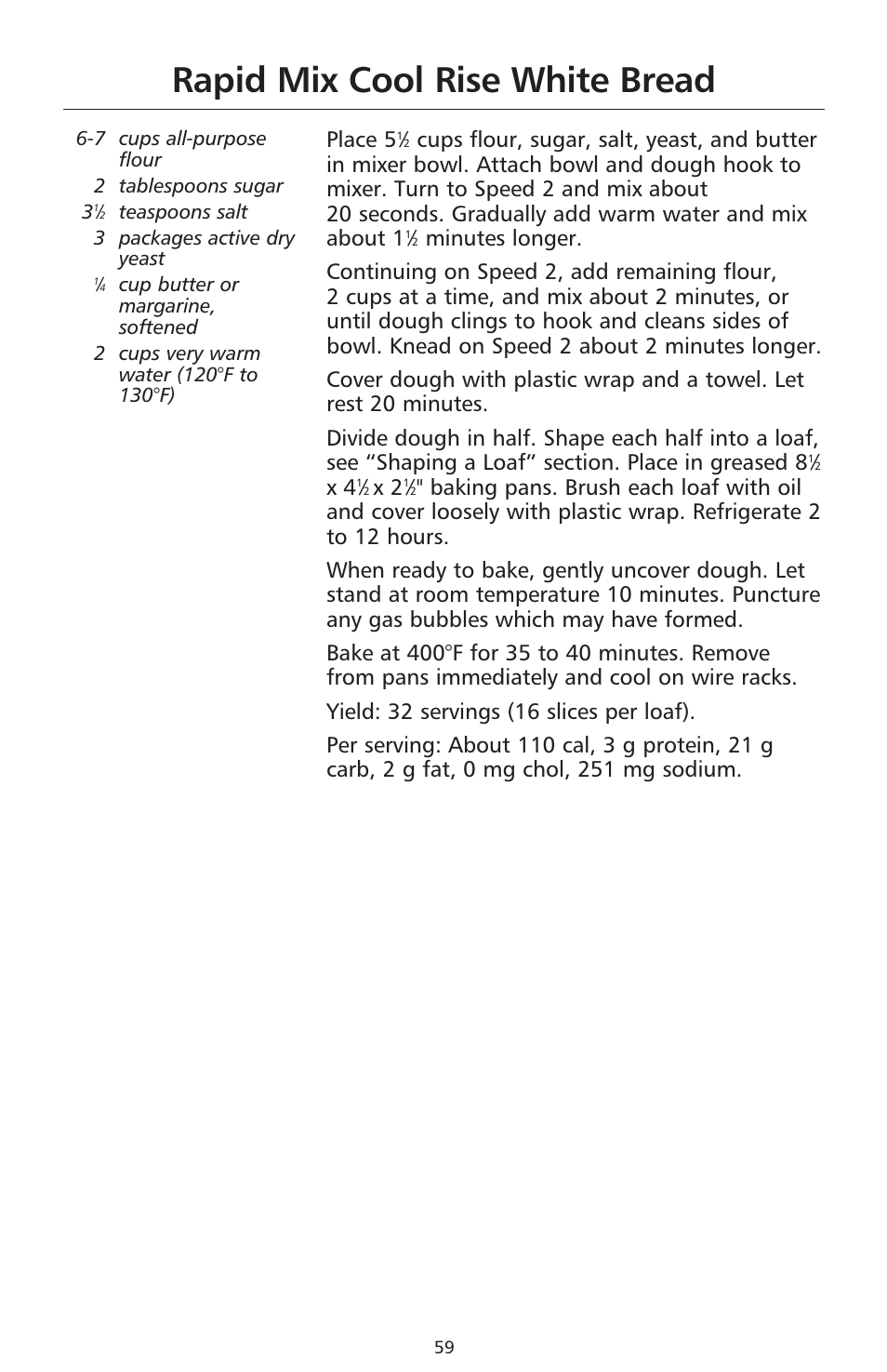 Rapid mix cool rise white bread, Place 5 | KITCHENAID 9706634D User Manual | Page 59 / 72
