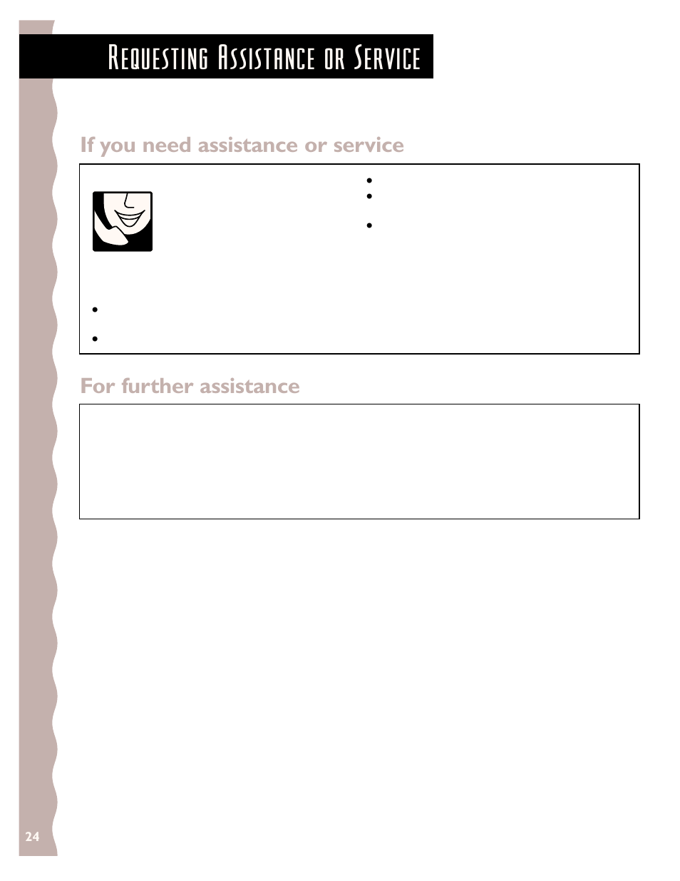 Assistance or service, Requesting assistance or service, If you need assistance or service | For further assistance | KITCHENAID KCMS145J User Manual | Page 24 / 25