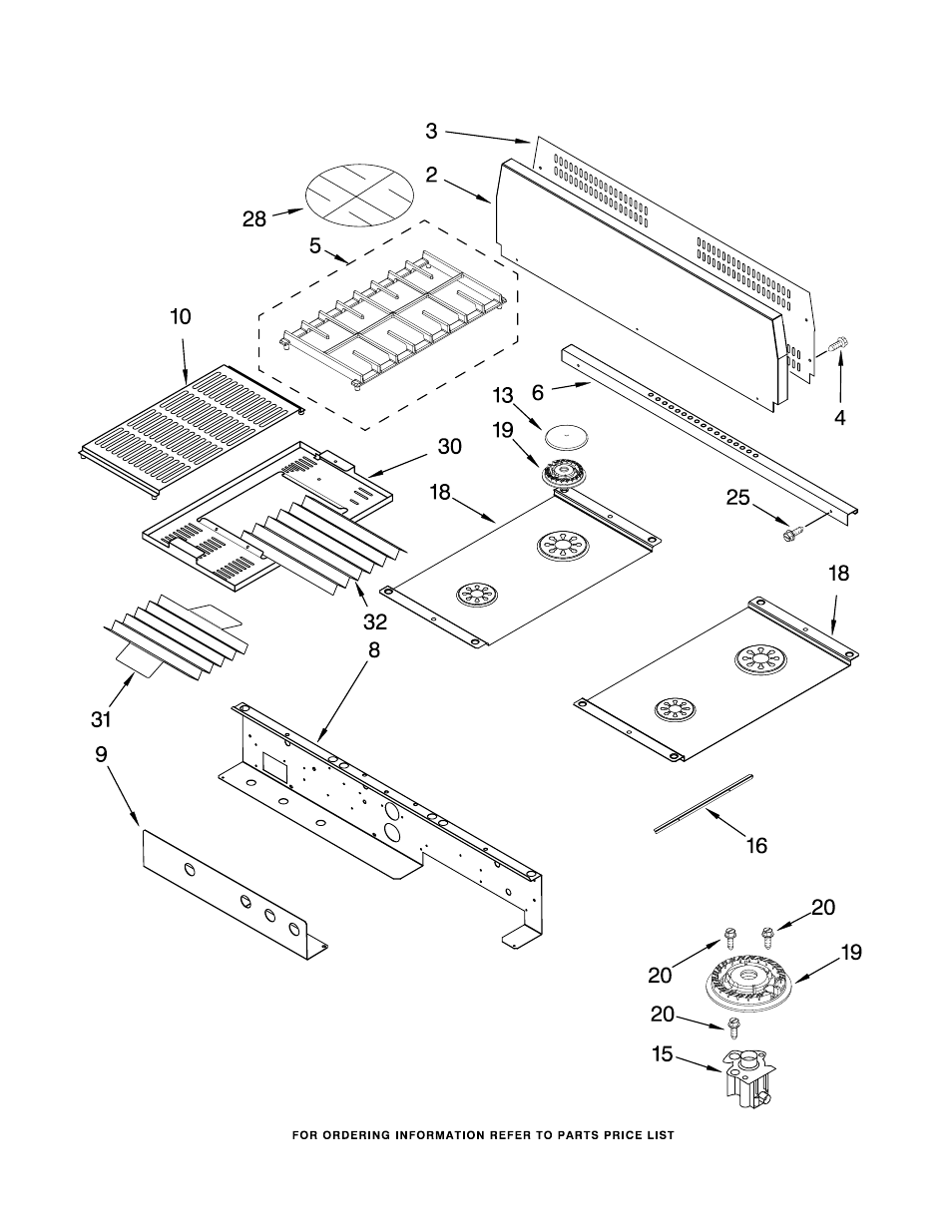 Cooktop, burner and grate, Cooktop, burner and grate parts | KITCHENAID KDRP462LSS04 User Manual | Page 7 / 12